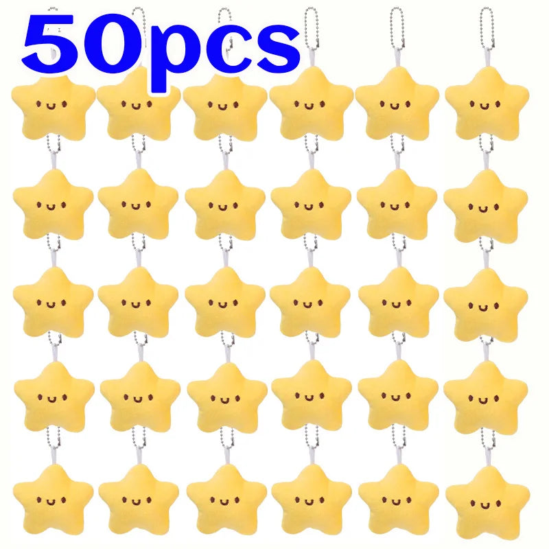 Cartoon Cute Squeezing Stars Plush Toy Keychain for Women Men Fluffy Soft Bag Pendant Mini Yellow Keyring Charms Keyring Gifts