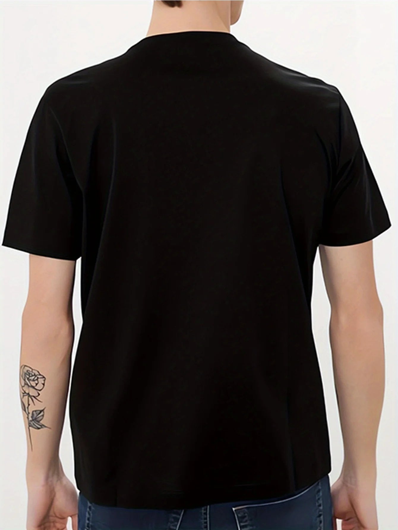 Men'S Fashionable Letter Bear Pattern Printed T-Shirt, Soft Round Neck, Comfortable Fit, Pure Fabric, Men'S T-Shirt, Summer Casual Short Sleeved T-Shirt