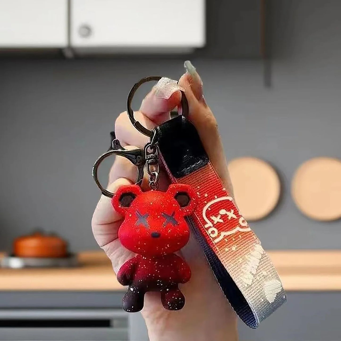 Gradient Color Little Bear Keychain PVC Material Cute Style Bag Charm Cartoon Doll Car Key Chain Gift A17