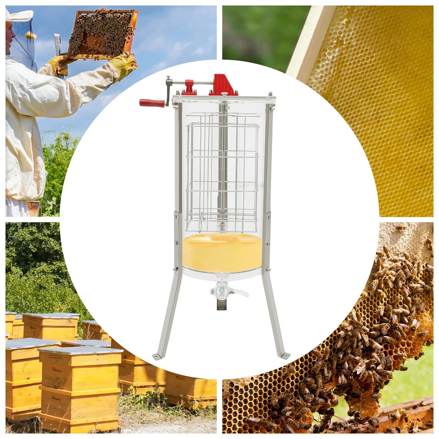 Honey Extractor 2 Frame Manual Honey Extractor Equipment Fully transparent honey separator Beekeeping Apiary Centrifuge Equipmen