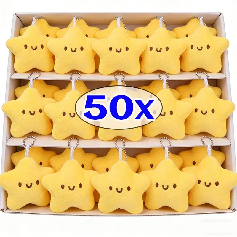 Mini Cartoon Yellow Squeezing Cute Stars Plush Toy Key Chain Fluffy Soft Cute Bag Pendant Keyring Charms Keychains Girl Gifts