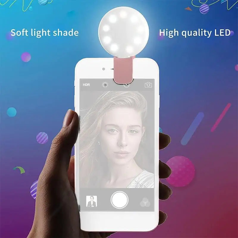Light Mobile Phone Fill Flash Lens Portable LED External Fill Light Mini Circular Fill Light Clip For IPhone
