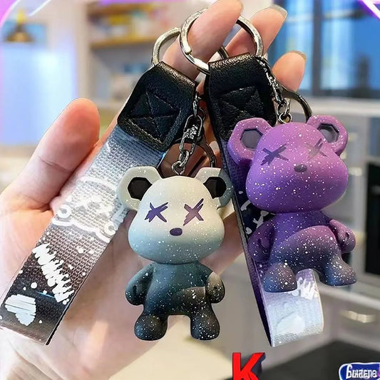 Gradient Color Little Bear Keychain PVC Material Cute Style Bag Charm Cartoon Doll Car Key Chain Gift A17