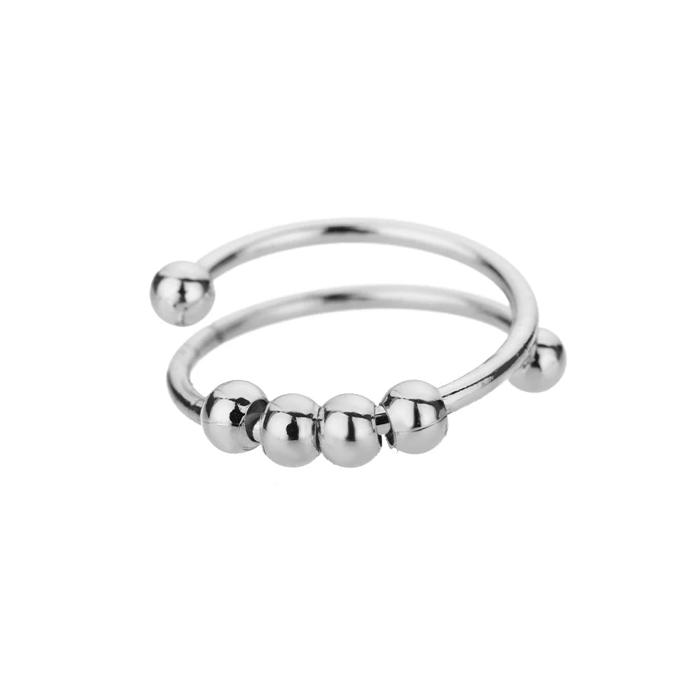 Stainless Steel Rings For Women 2026 Trend Open Gold Color Double Bead Ball Ring Wedding Aesthetic Jewelry Couple Gift anillos