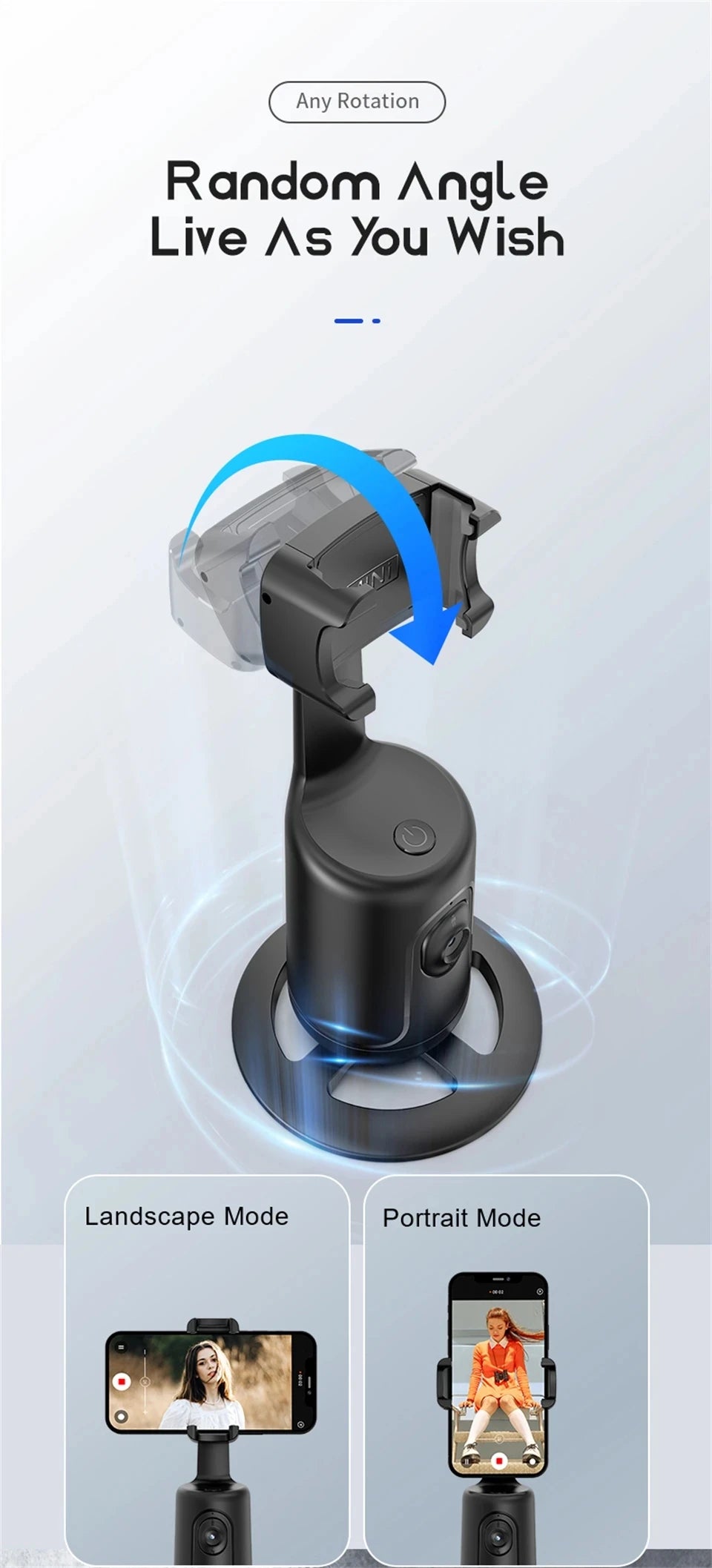 COOL DIER NEW P01 360 Rotation Gimbal Stabilizer AI Following Face Tracking Desktop Gimbal PTZ For Tiktok Smartphone Live