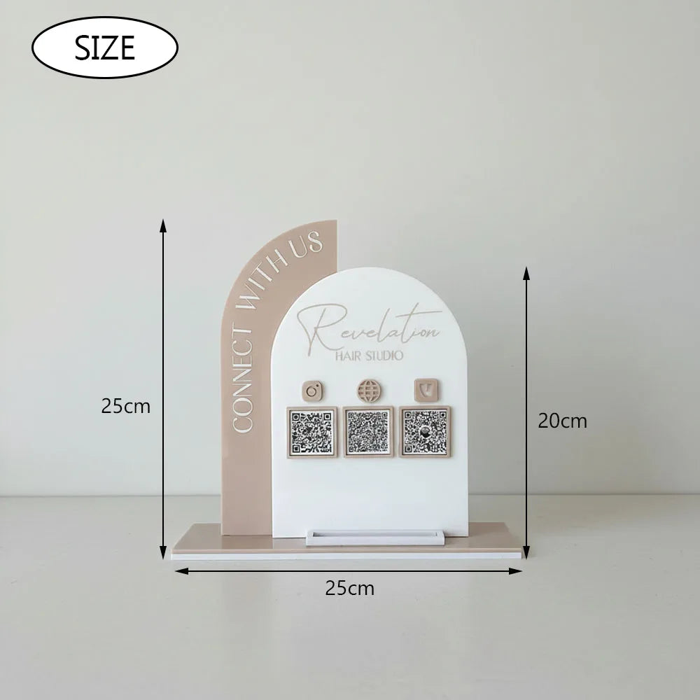 Personalized Custom Content Acrylic QR Code Desktop Stand Customizable Name For Retail Shops To Boost Social Media Followers