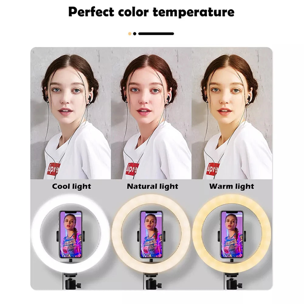 LED Selfie Ring Lighting Photographic Selfie Ring Lamp USB Remote Fill Light For YouTube Video Live Phone Holder & Tripod