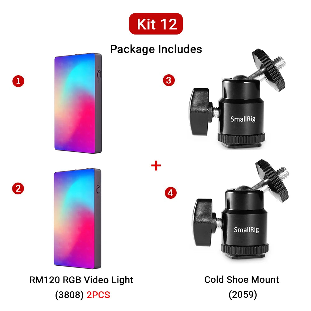 SmallRig RM120 Long-Battery-Life RGB Video Light Universal RGB Camera Light Portable Full Colors All-Metal Light for TikTok 3808