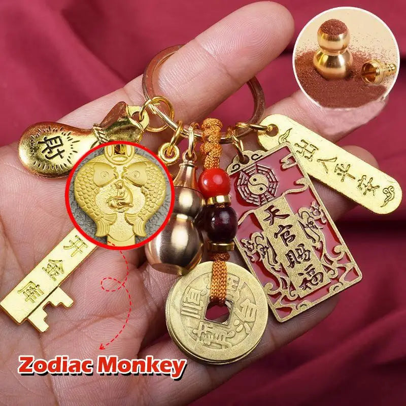 Chinese Zodiac Blessing Keychain 2026 New Year Gifts for Friends Lucky Charm for Car Keys Bags Valentine's Day Birthday Gift