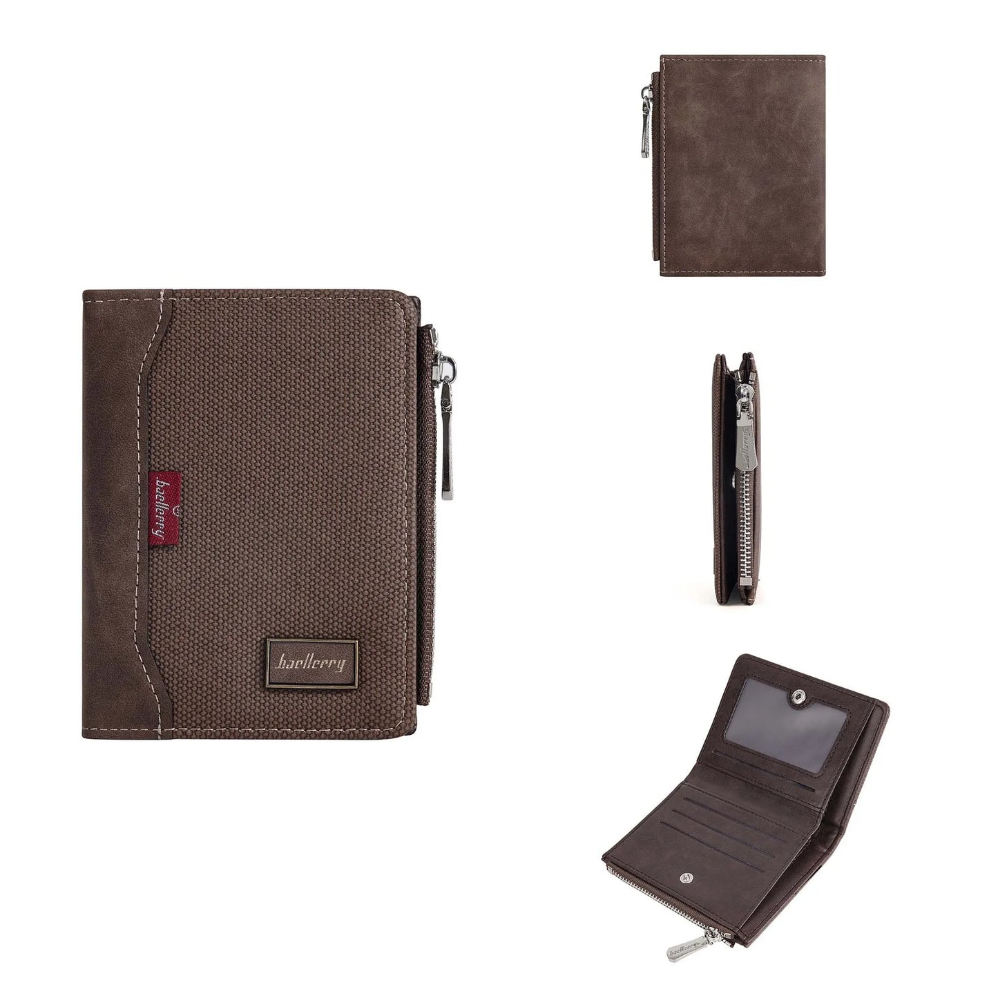 Baellerry Luxury Brand RFID Simple Men's Zipper Wallets Card Holder Male Wallet Photo Holder Coin Pocket Purses for Men