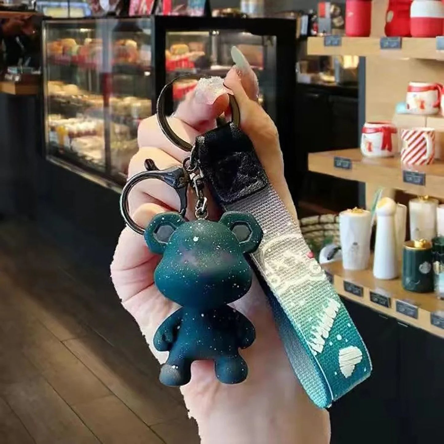 Gradient Color Little Bear Keychain PVC Material Cute Style Bag Charm Cartoon Doll Car Key Chain Gift A17