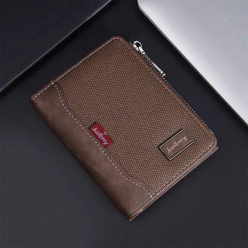 Baellerry Luxury Brand RFID Simple Men's Zipper Wallets Card Holder Male Wallet Photo Holder Coin Pocket Purses for Men