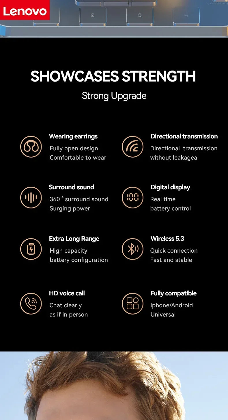 Lenove Original M47 Wireless Earbuds Bluetooth Headset Charging Earphones Bone Conduction Headphones