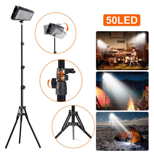 New 50 LED Lights Work Light Photography Video Panel Light Camping Lamp 3 Light Colors with Adjustable Tripod 6.56FT Power Cord