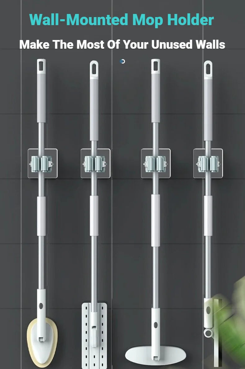 Self-Adhesive Mop Holder – Wall-Mounted Storage Rack