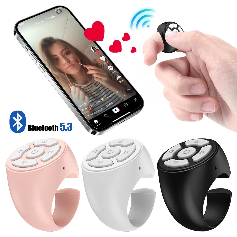 Bluetooth Selfie Remote Control for Mobile Phone App Page Turner Bluetooth Scrolling Camera Video for Tik Tok E-book