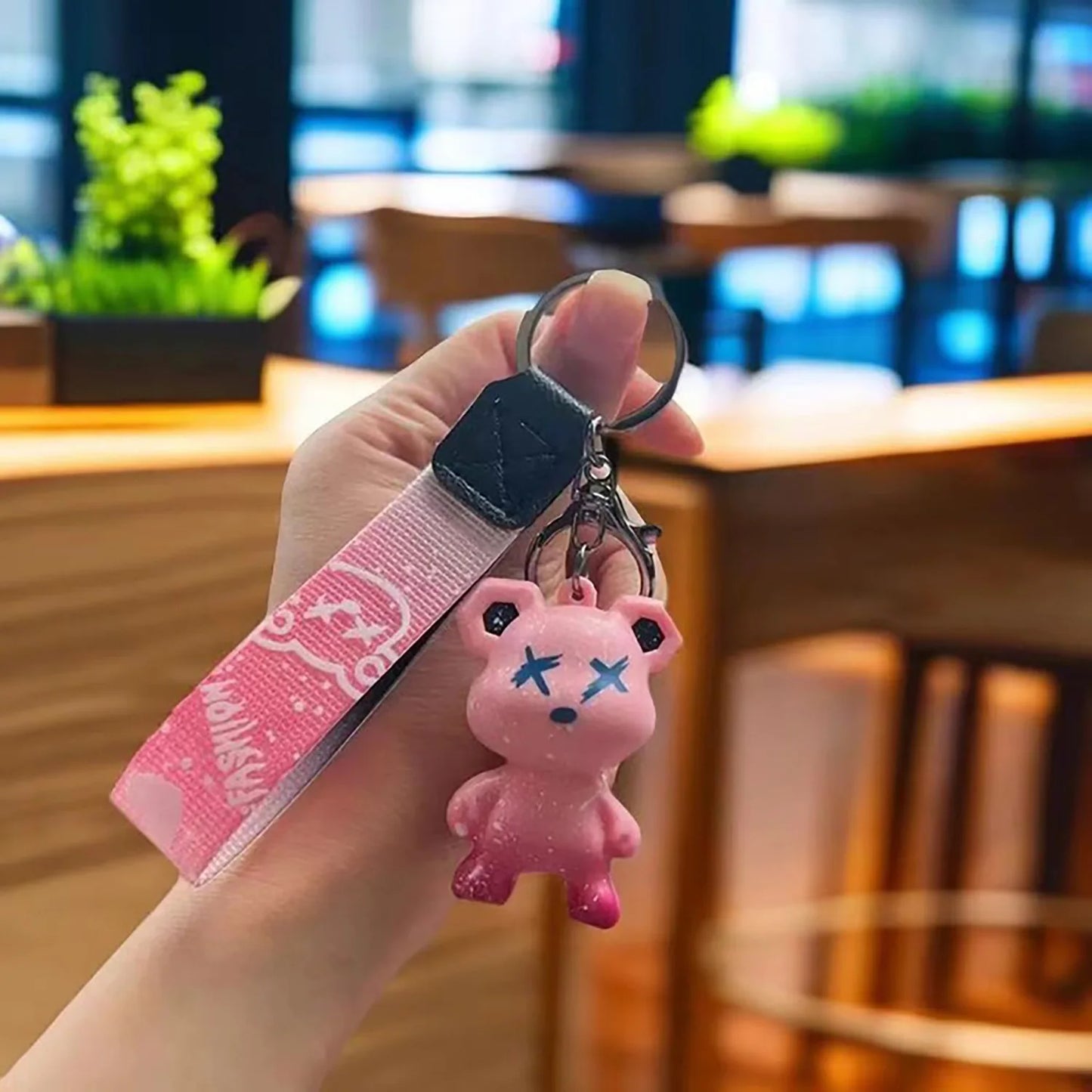Gradient Color Little Bear Keychain PVC Material Cute Style Bag Charm Cartoon Doll Car Key Chain Gift A17