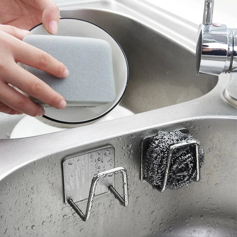 Stainless Steel Sink Sponge Holder – Self-Adhesive Kitchen Sink Rack
