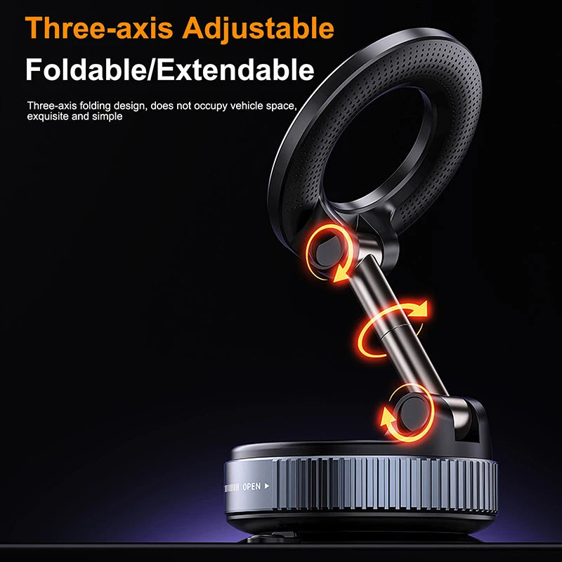 2026 New 360 ° Adjustable Suction Cup Phone Holder Vacuum Magnetic Car Phone Holder Magnetic Foldable Phone Holder Pocket Sized