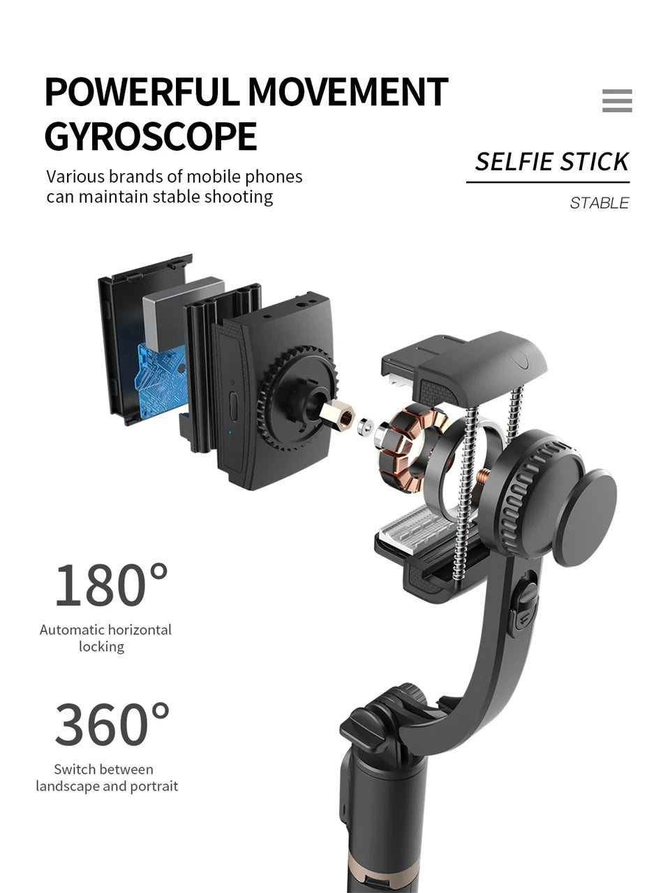 BSLIUFANG NEW mini 360 Rotation Following Shooting Mode Stabilizer Gimbal For Smartphone Live Photography Selfie Stick Tripod