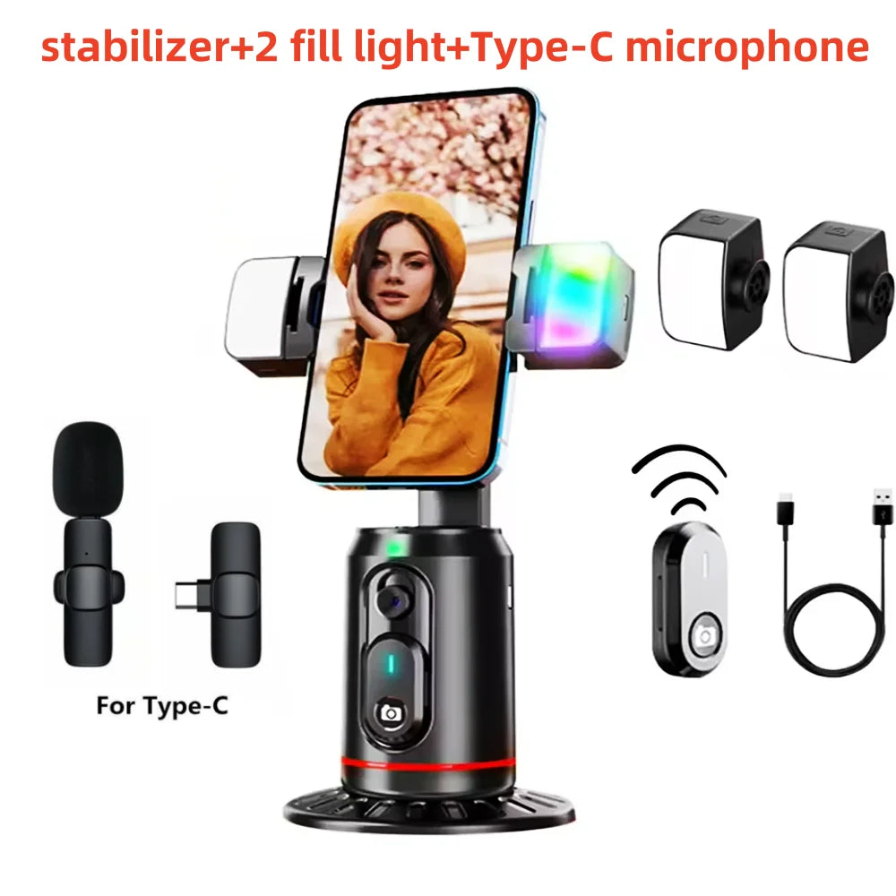 New Q02 360 Rotation Follow-up Gimbal Stabilizer Monopod Desktop Tracking Gimbal with Remote for Phone Tiktok Live Photography