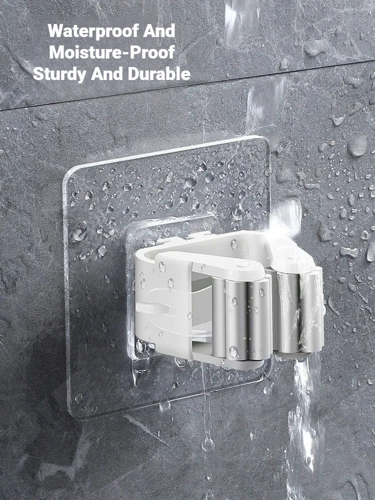 Self-Adhesive Mop Holder – Wall-Mounted Storage Rack
