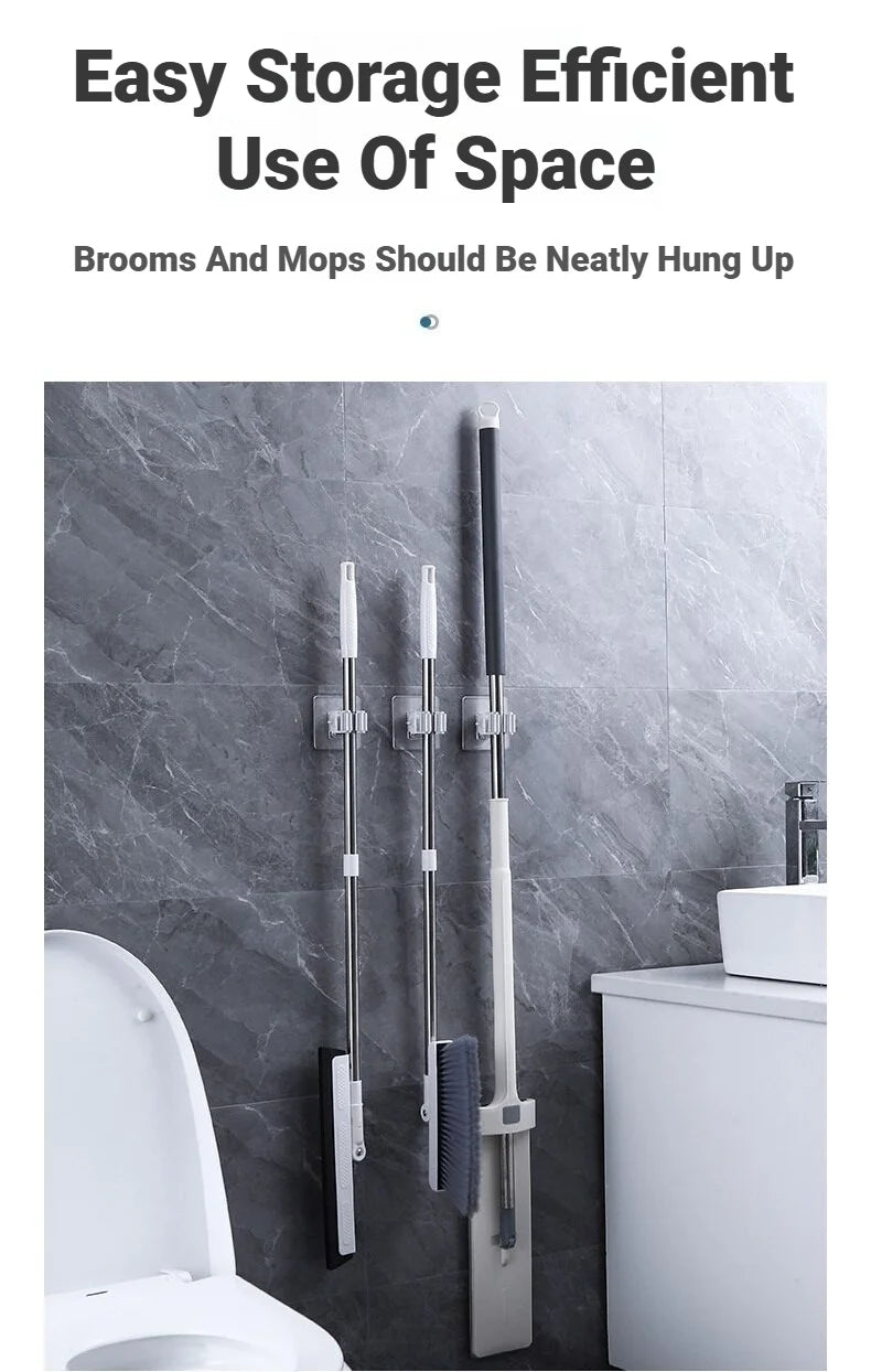 Self-Adhesive Mop Holder – Wall-Mounted Storage Rack