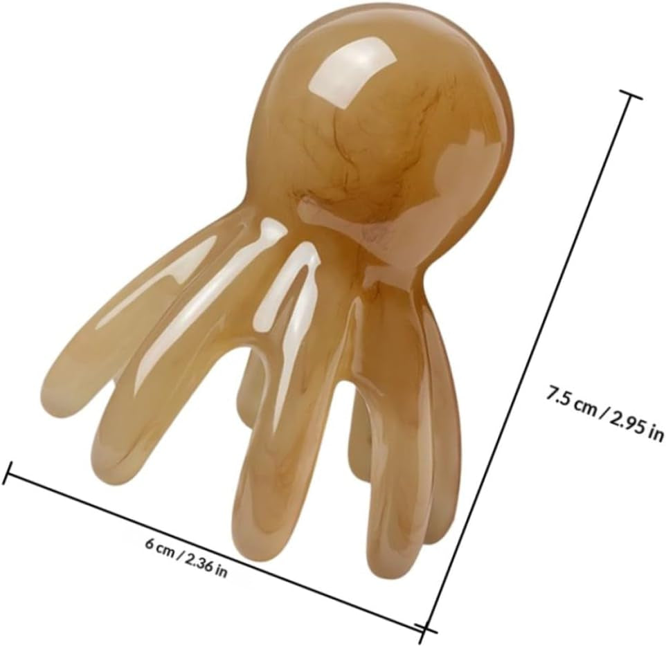 Head Massage Comb Octopus Scalp Massager 7.5Cm Compact Portable Tool Jade-Like Texture for Spa Hair Care and Acupressure Massage