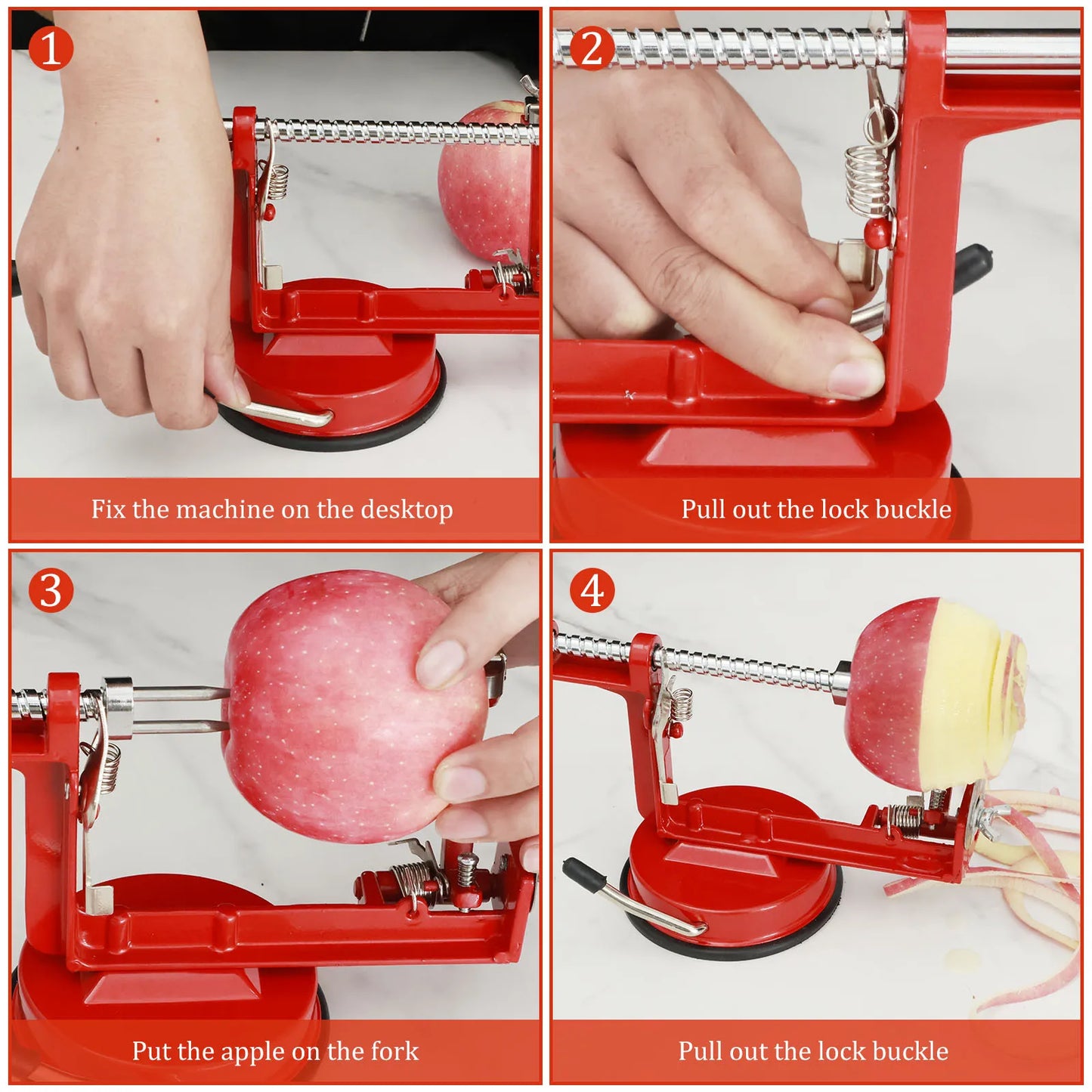 Apple Peeler Stainless Steel Core Slice Cutter 3 in 1 Hand-Cranked Fruit Peeler Slicing Tools Kitchen Apple Slicer Corer Cutter