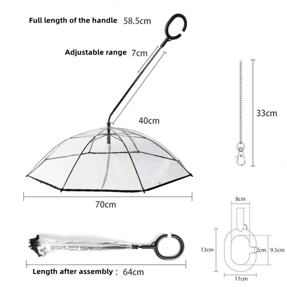 New Transparent Pet Umbrella Well Made Detachable Adjustable Rainy Day Outdoor Dog Walking Leash for Small Dogs Pet Supplies