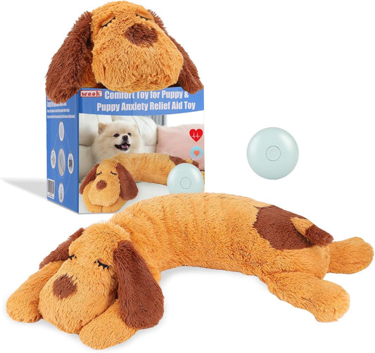 Heartbeat Puppy Toy - Comfort Cuddler Pillow, Dog Anxiety Relief Calming Aid,Heartbeat Stuffed Toy for Dogs,Puppy Sleep Aid, Behavioral Aid, Dog Plush Toy with Heartbeat for Dogs Cats Pets