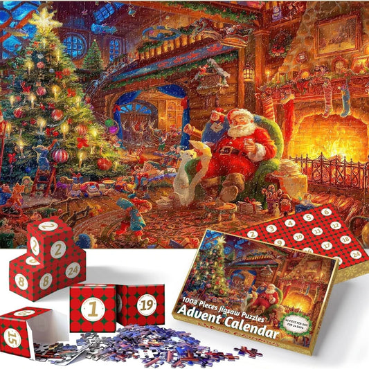 Advent Calendar 2024 Christmas Jigsaw Puzzles 1008Pcs 24 Days Christmas Countdown Calendar Thanksgiving Gift Family Game Puzzle
