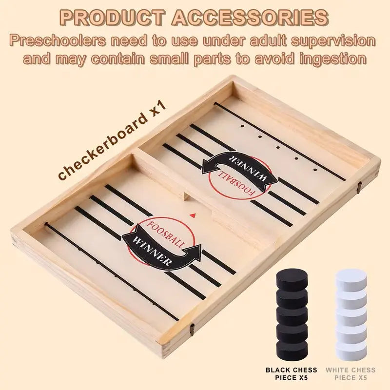Fast Sling Puck Game - Test Your Speed and Accuracy with This Fast-Paced Wooden Air Hockey Board Game - Guaranteed Fun for Family Night or Friends Party