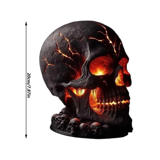 Magma Stone Skull Decor Skull Desk Lamp with Spooky Led Light for Halloween Party Mantel Decoration Unique Room Accent to Ignite