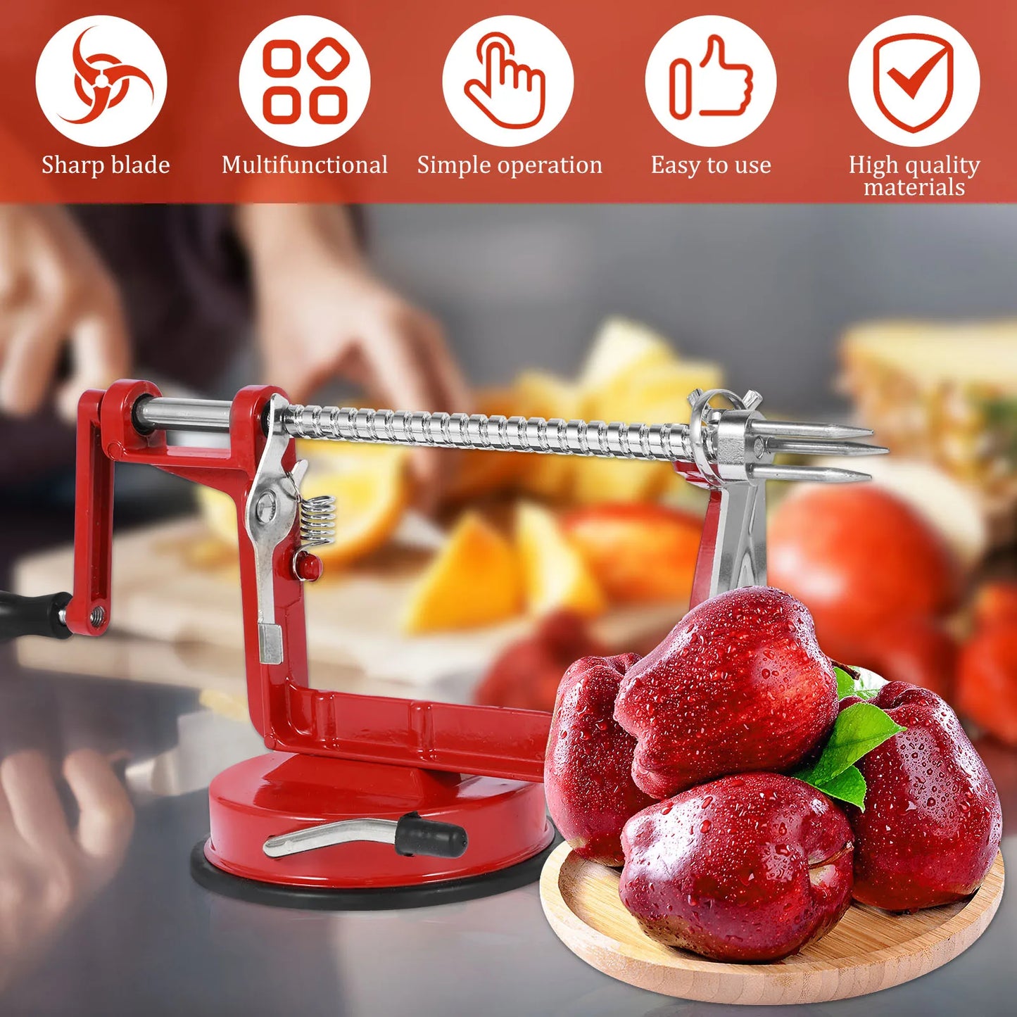 Apple Peeler Stainless Steel Core Slice Cutter 3 in 1 Hand-Cranked Fruit Peeler Slicing Tools Kitchen Apple Slicer Corer Cutter