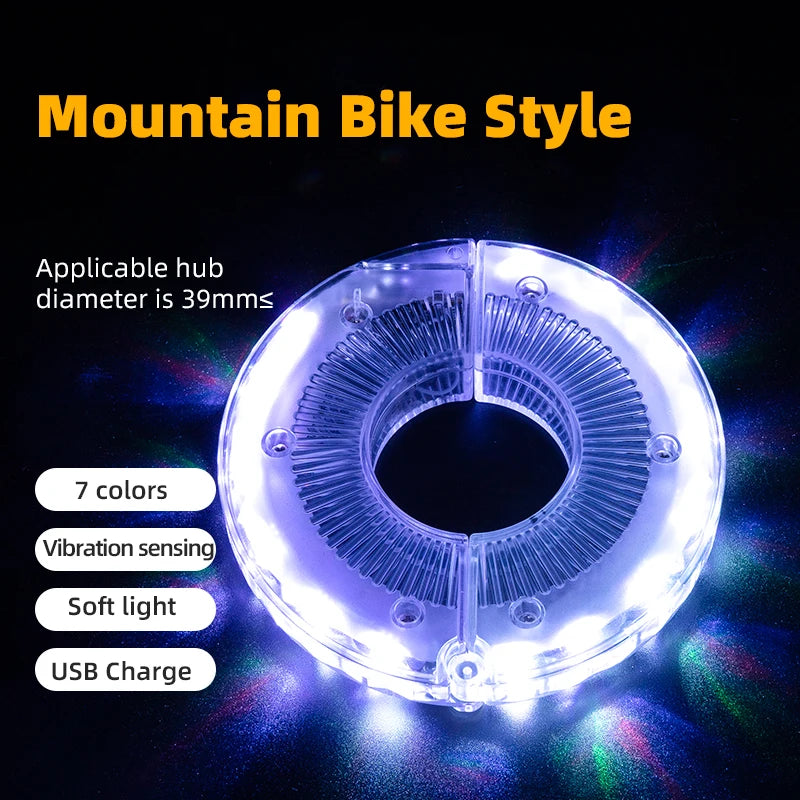 Bicycle Wheel Light Smart LED Light 1PCS Warning Light 7 Colors MTB Bike Light Vibration Sensing Light Bike Accessories