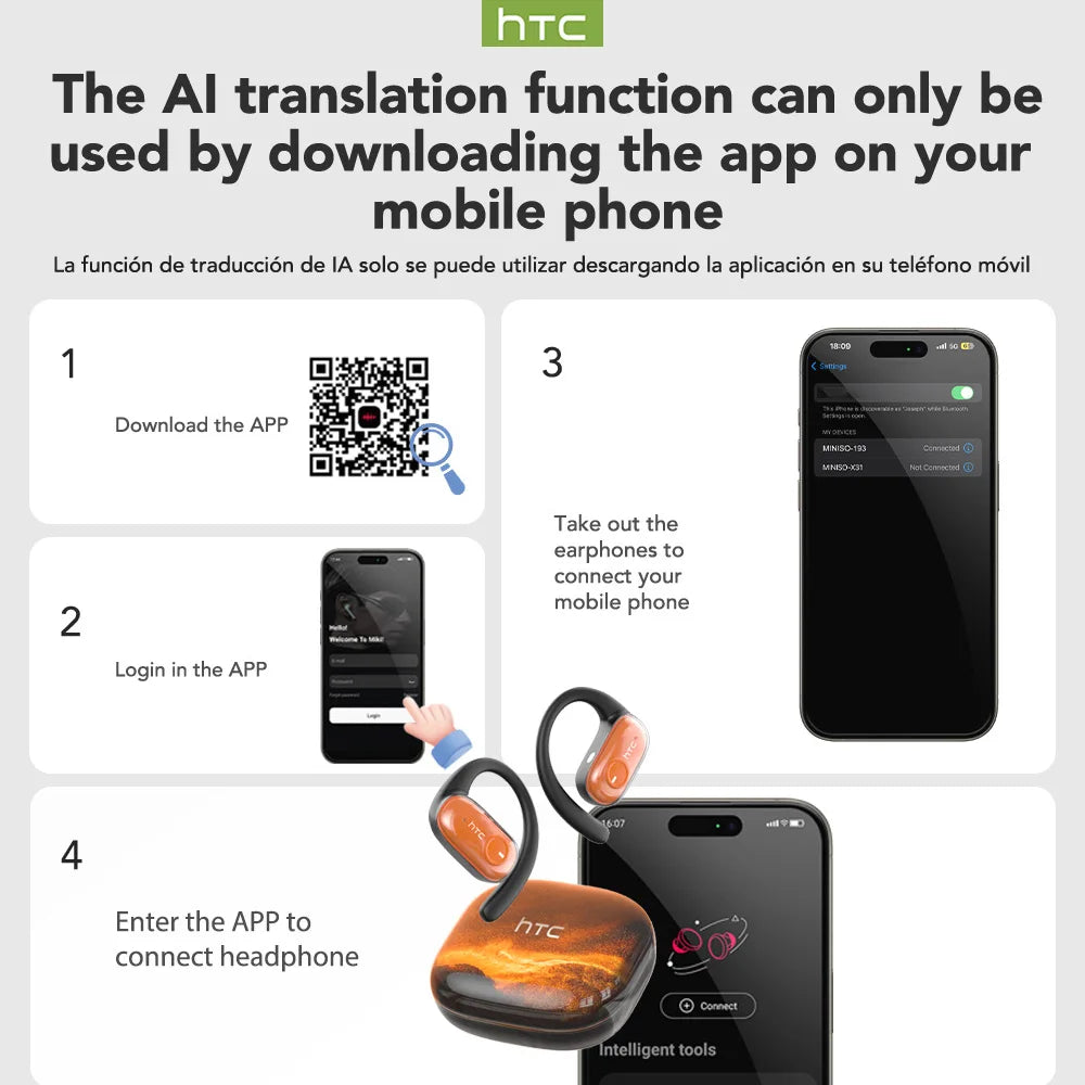 NE10 Bluetooth Earphone Luminous Quicksand Headphones Sport Wireless Headphones Comfort HD Bass AI Translator Earbuds