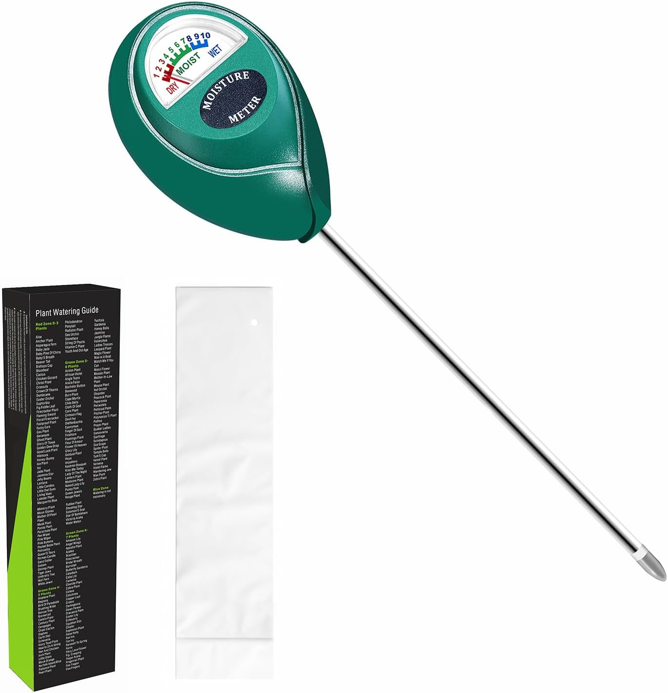 Soil Moisture Meter, Plant Water Monitor, Hygrometer Sensor for Gardening, Farming, Indoor and Outdoor Plants, No Batteries Required