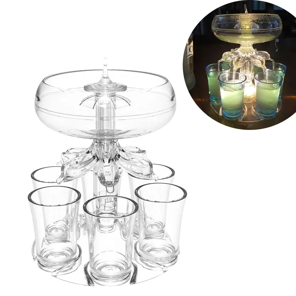 Bartender Tool Clear with 6 Shot Glasses for Bar, Party, Home Wine Set Bar Accessories Beer Dispenser Rack Wine Dispenser